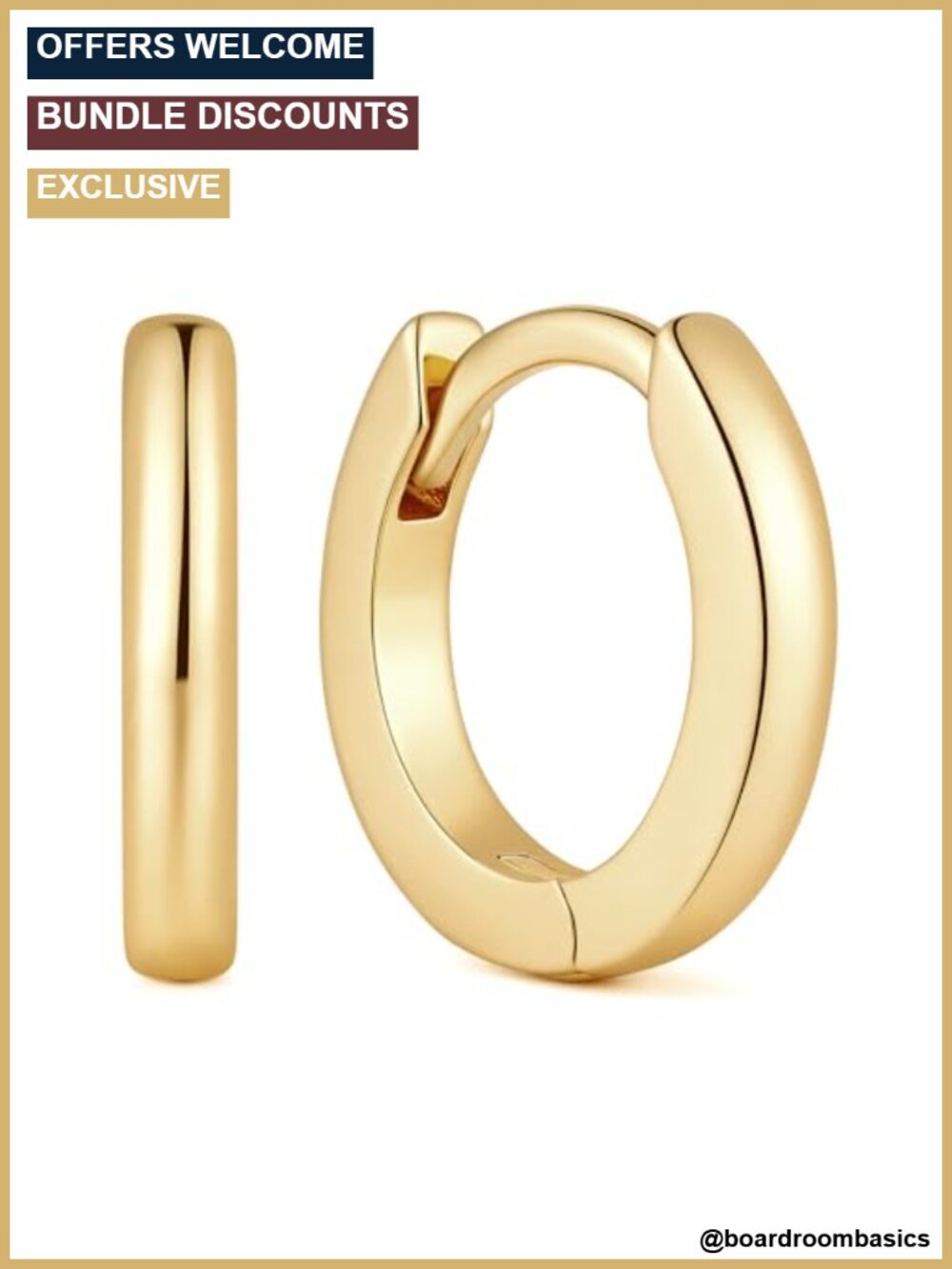 14K Gold Plated Small Hoop Earrings Huggie Women 12mm